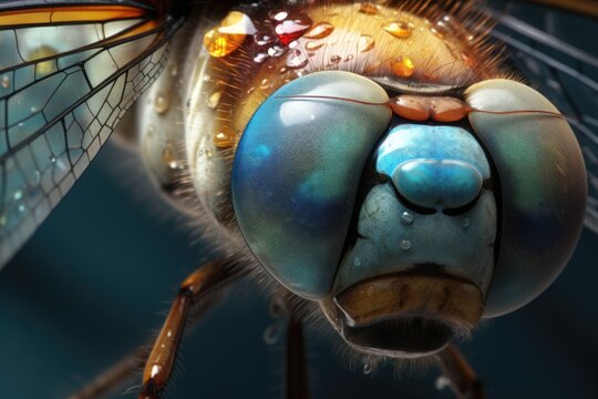 Macro photo of colorful dragonfly eyes