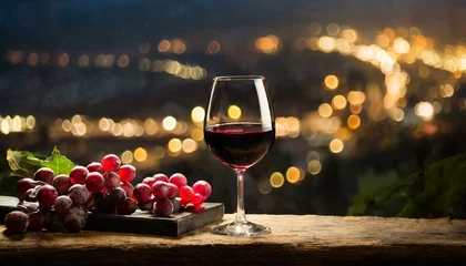 Fotobehang red wine and grapes © Semih Photo