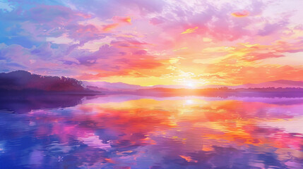 sunset over a calm lake