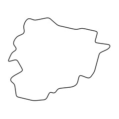 Andorra country simplified map. Thin black outline contour. Simple vector icon
