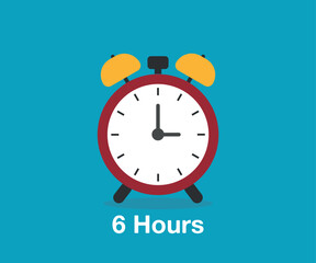 6 Timer sign icon. 6 Hours stopwatch symbol in blue background