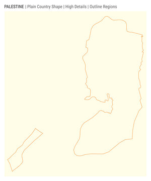 Palestine plain country map. High Details. Outline Regions style. Shape of Palestine. Vector illustration.