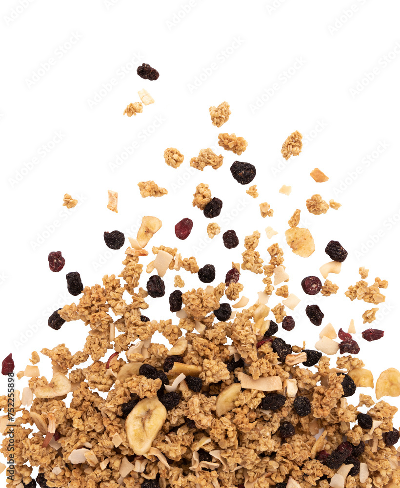 Sticker heap of muesli or crunchy granola isolated on white - Stickers