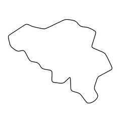 Belgium country simplified map. Thin black outline contour. Simple vector icon