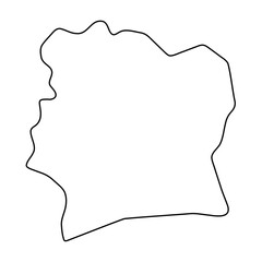 Ivory Coast country simplified map. Thin black outline contour. Simple vector icon