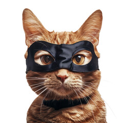 cat wearing a superhero mask, ready to save the day with a stealthy and confident demeanor.