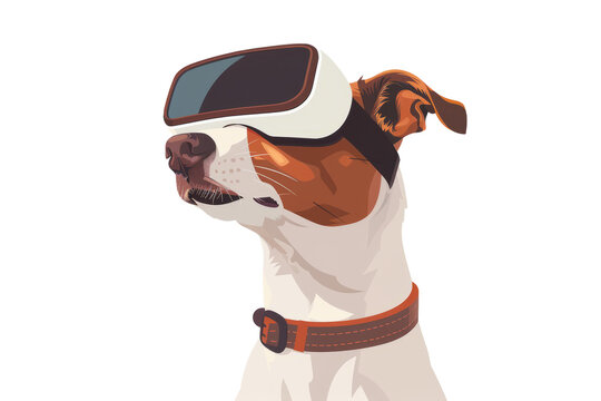 dog wearing VR glasses, portraying an adventurous explorer ready to embark on virtual adventures