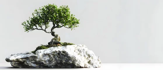 Wandcirkels aluminium Bonsai Tree Isolated on a White Background © Korey