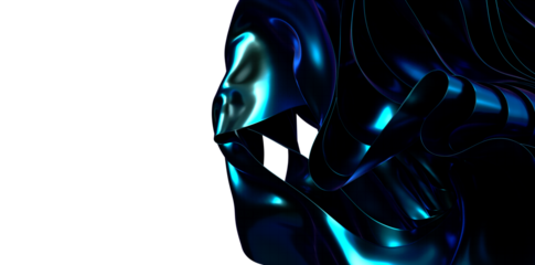 3D render abstract background of smooth lines of spline blue waves