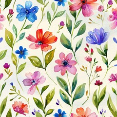 watercolor illustration of floral pattern . ai generated