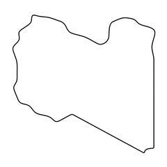 Libya country simplified map. Thin black outline contour. Simple vector icon