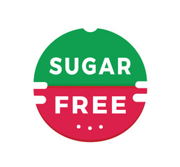 Sugar free sign, red sticker for banner modern style. Vector design template.