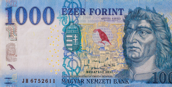 Hungarian one thousand forint banknotes national currency banknote front view