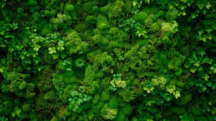 Lush green moss and plants. Seamless repeating texture.
