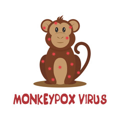 Monkey with monkeypox virus on a white background. Monkeypox virus disease concept. Vector illustration.