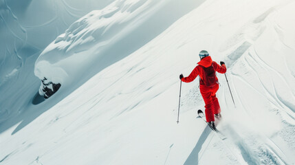 Fototapeta na wymiar skiing on white background