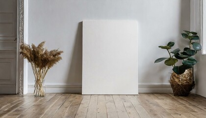 Simple Canvas Presentation on Laminate Flooring - obrazy, fototapety, plakaty