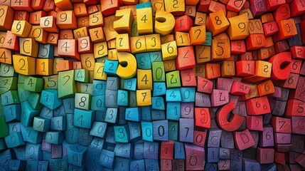 Vibrant Multicolored Background With Letters and Numbers