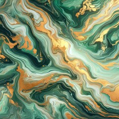 Background green gold abstract texture marble pattern liquid ink paint. 