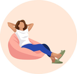 woman resting in a bean bag chair