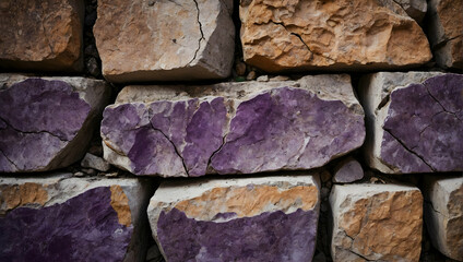 stone wall texture with orange and purple, background photo