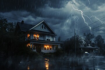 Fototapeta premium House standing strong in the storm