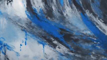 Abstract Blue, silver, and Black Hand drawn by brush of paint background texture