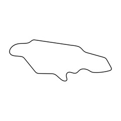Jamaica country simplified map. Thin black outline contour. Simple vector icon