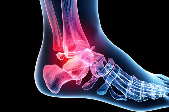 Vivid x-ray scan showing flat feet in human foot for medical treatment
