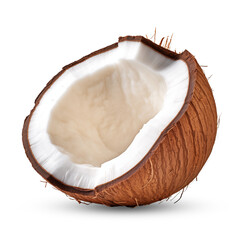 half coconut isolated on transparent or white background, png