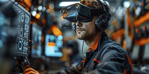 VR setups with immersive training environments for factory personnel, simulate real scenarios for safer learning.