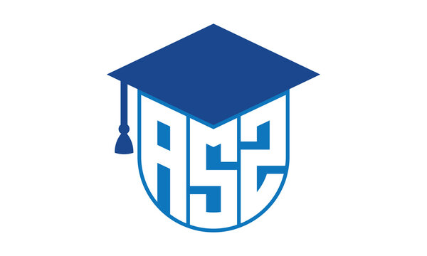 ASZ initial letter academic logo design vector template. school college logo, university logo, graduation cap logo, institute logo, educational logo, library logo, teaching logo, book shop, varsity