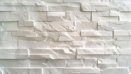 Obraz premium Shiny white ceramic bricks with a creative and abstract design form a modern wall