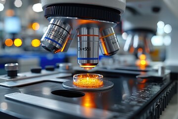 experiments and practical work with a microscope in the laboratory professional photography