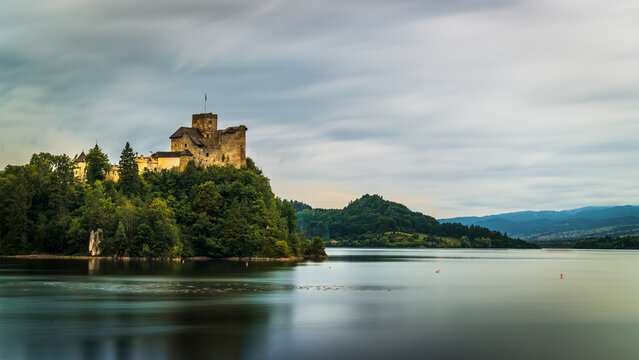 Czorsztyn Castle in Niedzica, Poland - a panoramic view of a castle on the lake