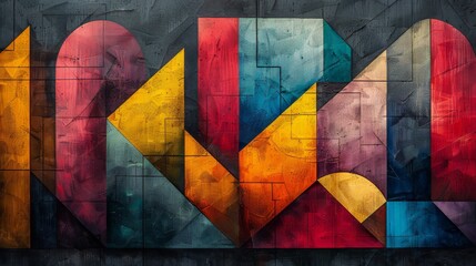 Geometric Painting in Red, Yellow, and Blue