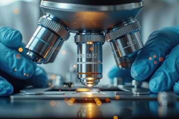 experiments and practical work with a microscope in the laboratory professional photography