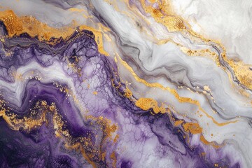 Elegant Marble Surface with Gold and Purple Veining