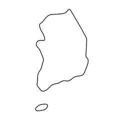 South Korea country simplified map. Thin black outline contour. Simple vector icon