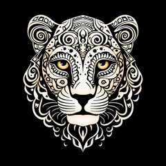 Obraz premium Jaguar Mandala Style Illustration, black and white