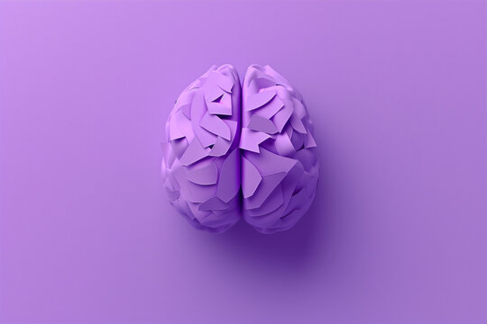World Brain Tumor Day concept with papercut brain top view, isolated on purple, symbolizing epilepsy, Alzheimer's, and Parkinson's awareness, minimalist - Powered by Adobe