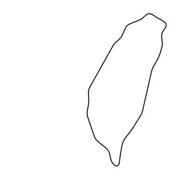 recommend clip art: Taiwan country simplified map. Thin black outline contour. Simple vector icon