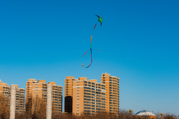 Someone flew a kite over the city