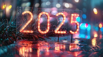 2025 year text modern lettering, trendy design  
