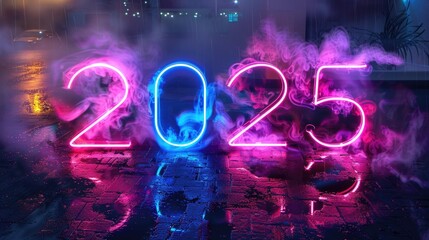 Obraz premium 2025 year text modern lettering, trendy design 