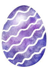 colorful watercolor easter egg with white ornament on white background