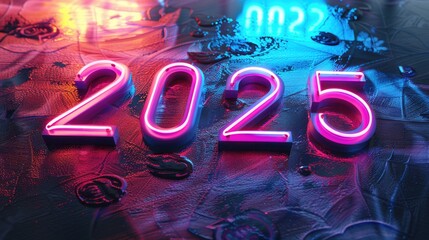 New 2025 year text modern lettering, trendy design  