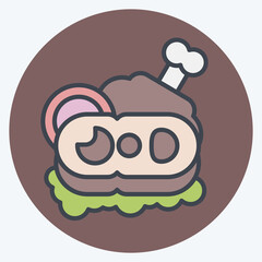 Icon Ham. related to Breakfast symbol. color mate style. simple design editable. simple illustration