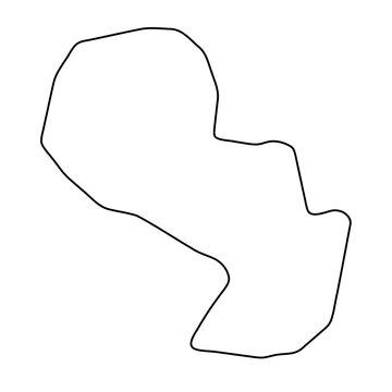 recommend clip art: Paraguay country simplified map. Thin black outline contour. Simple vector icon