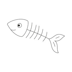 The skeleton of a fish. A simple vector outline illustration isolated on a white background.